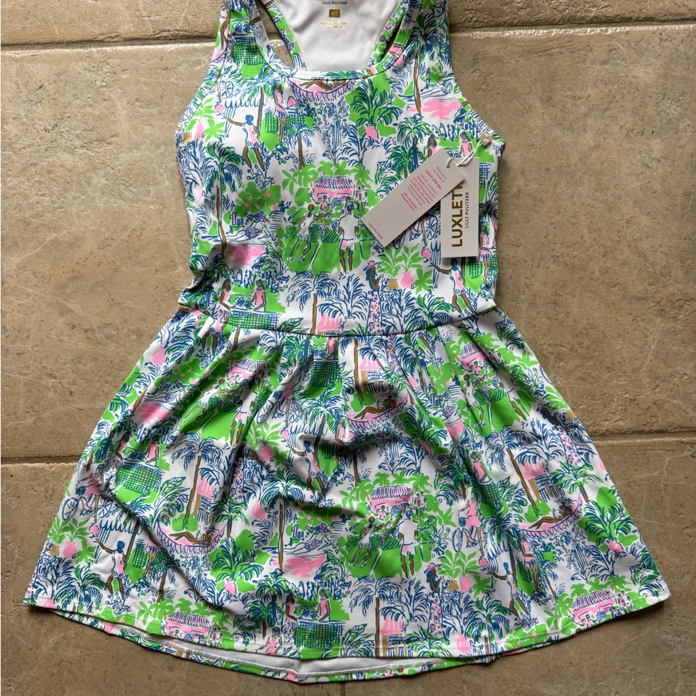 NWT: XS Lilly Pultizer Luxletic Punta Cana Active Dress UPF 50+, Serving It Up